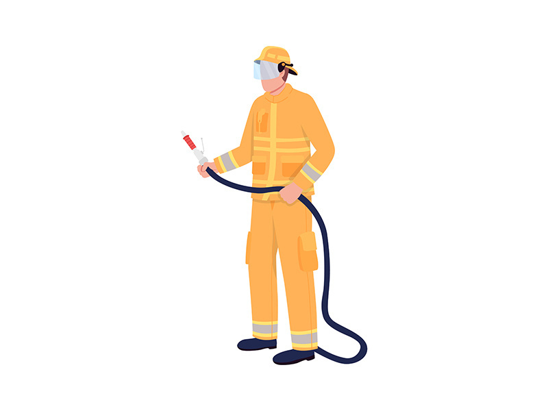 Firefighter flat color vector faceless character