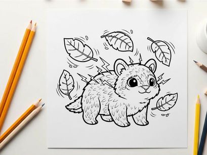 Cute raccoon autumn leaves falling vector illustration