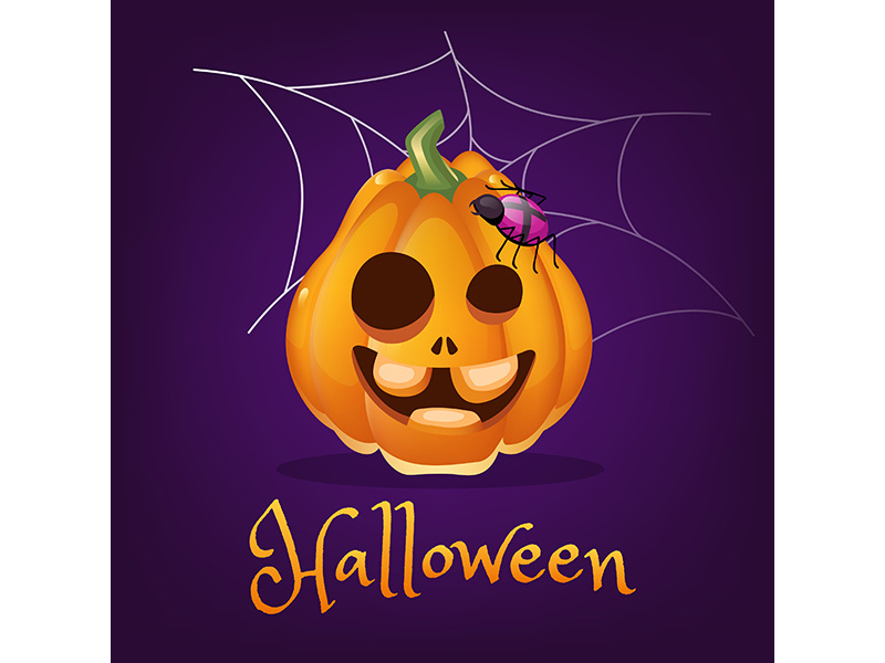 Spooky pumpkin cartoon vector illustration