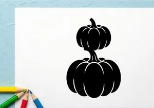 Silhouette of two pumpkins stacked for Halloween decoration