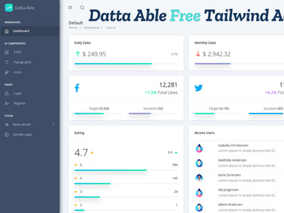Datta Able – Free Tailwind CSS Admin Dashboard Template