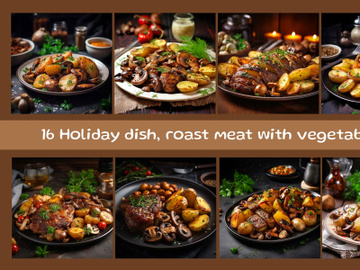 Holiday dish, roast meat with vegetables preview picture