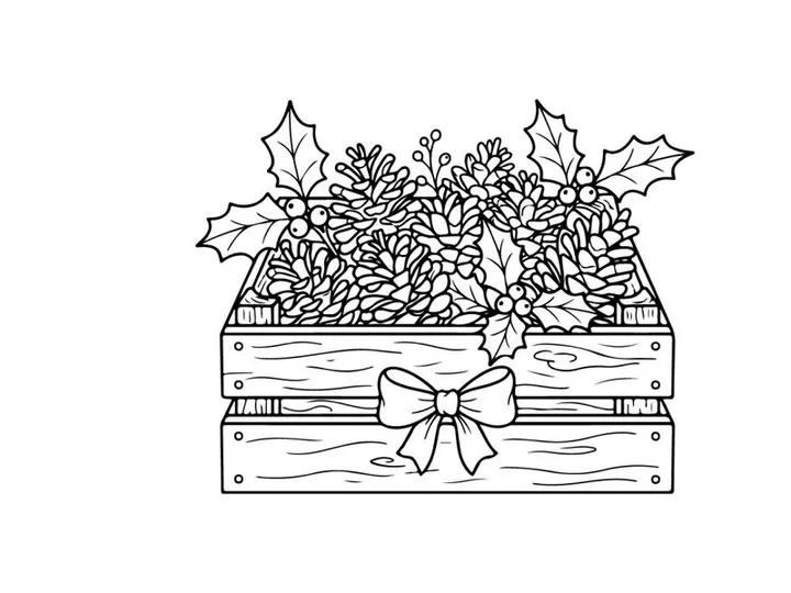 Hand-drawn Christmas cross niche illustration with snowflake floral pattern and festive greenery