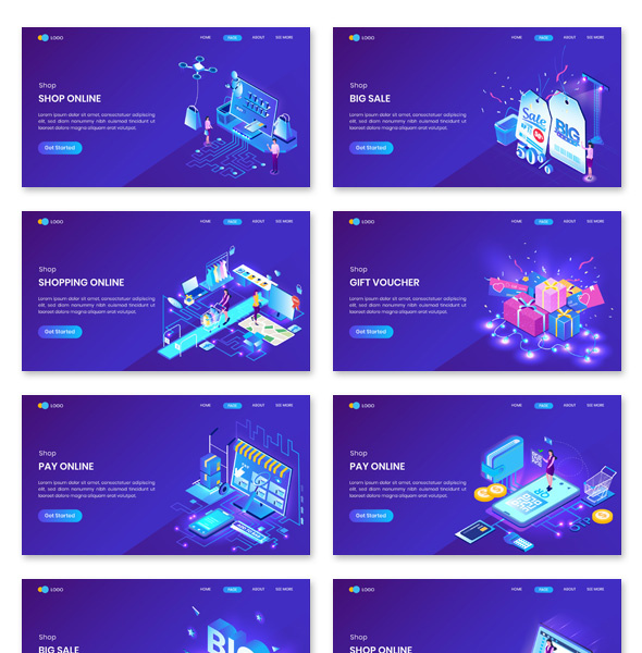 Shopping Online  Isometric Concept Landing Page