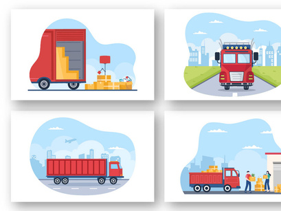 15 Trucking Transportation Design Illustration