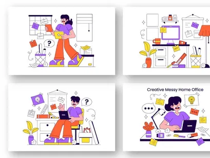 10 Creative Messy Home Office Illustration