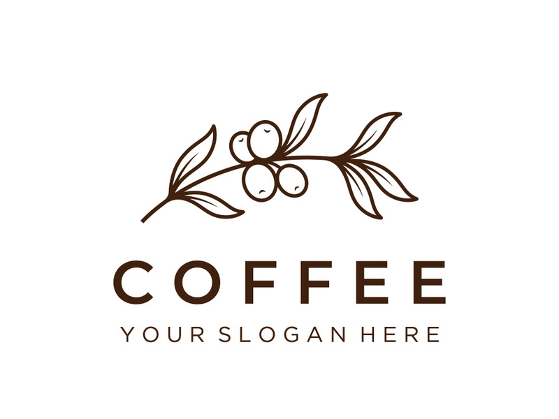 Coffee bean logo design with retro outline.