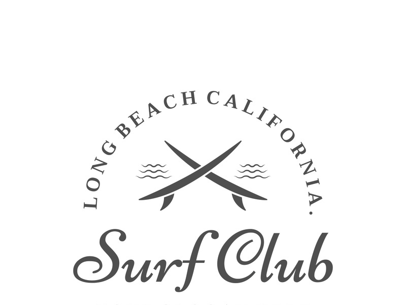 Vintage surfboard logo,surfing on summer beach.For business,badge,holiday, ,label,emblem.