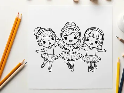 Three ballet dancers holding hands vector illustration
