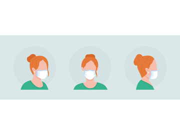 Wear mask without folds flat color vector character avatar set preview picture