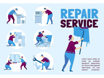 Repair service poster flat vector template preview picture