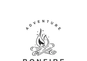 Bonfire Logo Design wood and fire camping adventure vintage illustration
