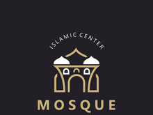 Mosque Logo design, simple islamic architecture, emblem symbol islamic center vector template