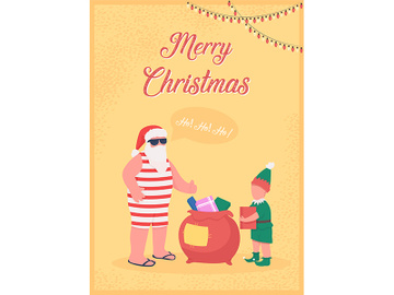 Santa Claus greeting greeting card flat vector template preview picture