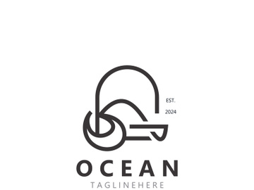Minimalist ocean logo design with a round shape, ocean beach, sea water, simple, unique and modern preview picture