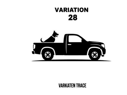 Silhouette of a pickup truck with a dog in the bed