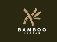 Bamboo Logo, Green Plants Vector, Simple Minimalist Design