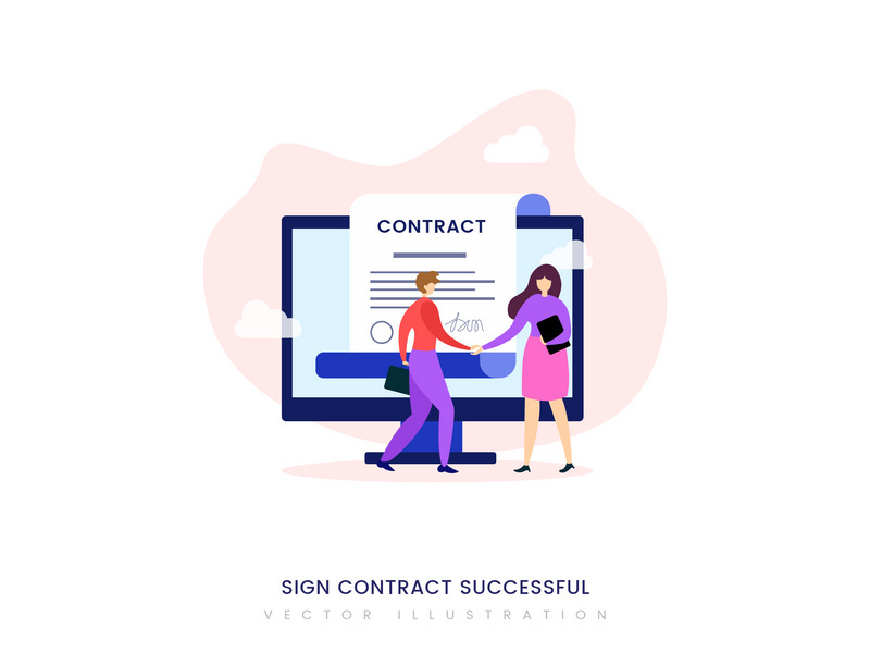Sign contract successful vector illustration
