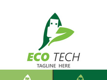 Eco technology business vector design modern. Nature technology logo with leaf and circuit tech minimalist vector illustration