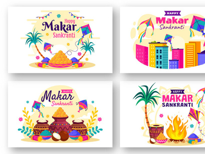 12 Makar Sankranti Celebration Illustration