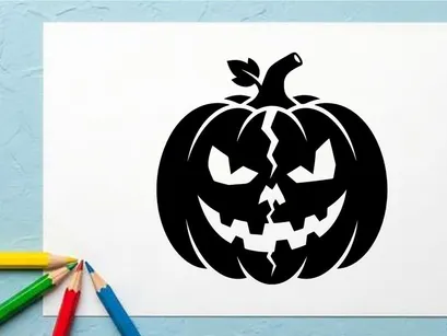 Black Halloween Jack-o'-Lantern with Menacing Face for Fall Decor