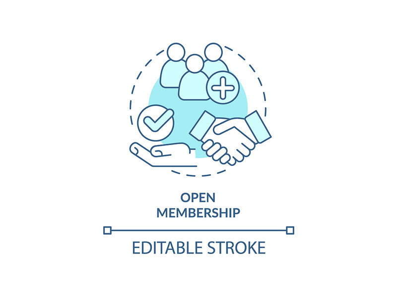 Open membership turquoise concept icon