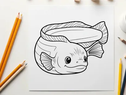 Cute smiling fish mascot vector illustration flat design