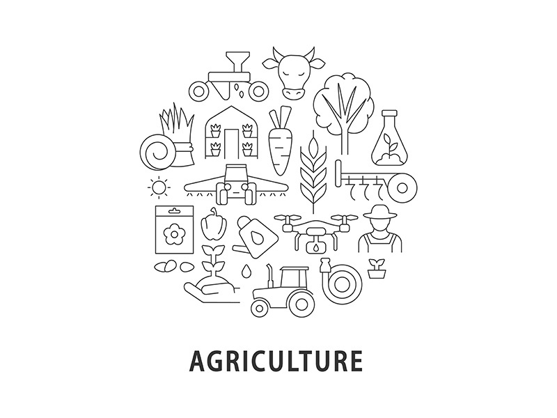 Agriculture abstract linear concept layout with headline