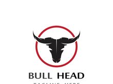 Retro vintage bull head horns logo.