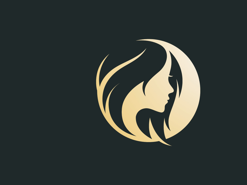 Elegant woman Logo with  gold gradient design