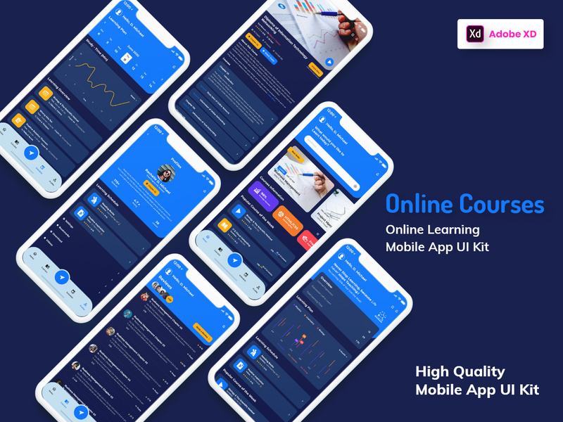 Online Courses Mobile App Dark Version (XD)