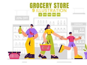 9 Grocery Store Shelf Illustration preview picture