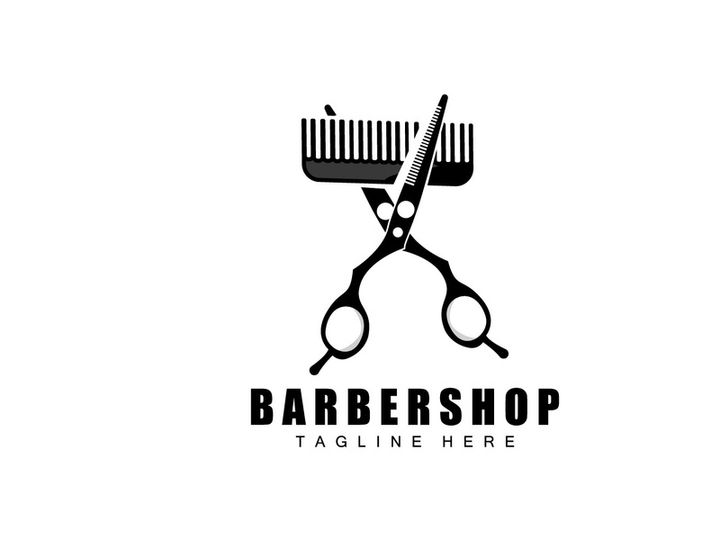 Scissors Logo Design, Barbershop Shaver Vector, Babershop Scissors Brand Illustration