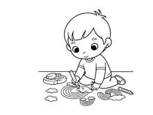 Cute baby cooking pancakes vector illustration flat design