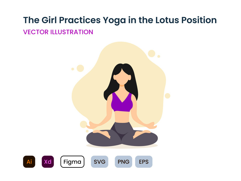 The girl practices yoga in the lotus position.