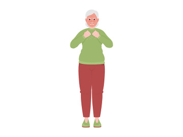Angry old woman with red face semi flat color vector character preview picture