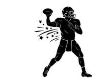 American football player in motion silhouette
