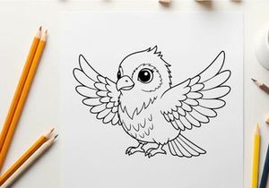 Cute flying bird flat design vector illustration