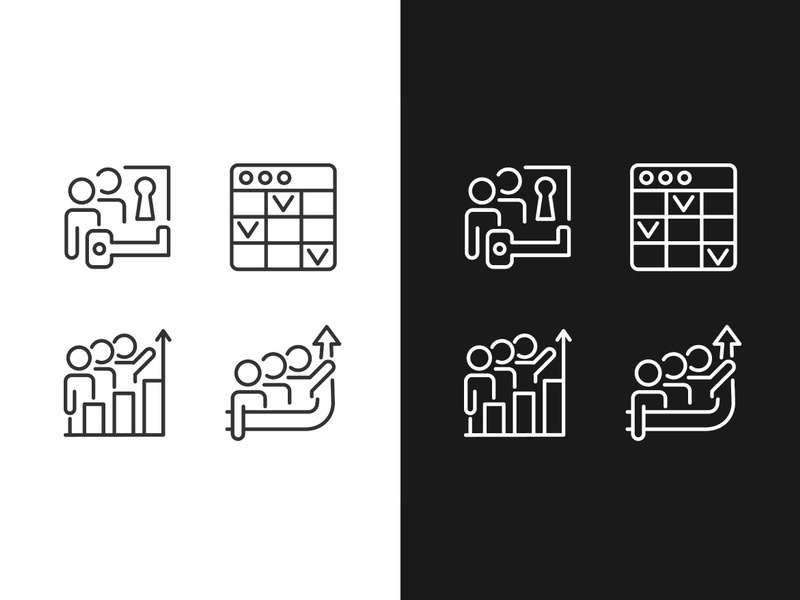 Team project pixel perfect linear icons set
