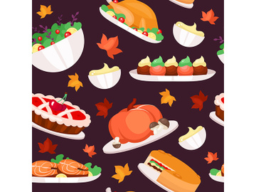 Thanksgiving day flat vector seamless pattern preview picture