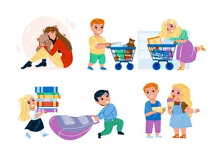 Kid boy girl characters