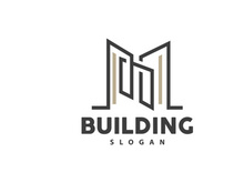 Building Logo, Vector For Building Construction, Premium Simple Line Design