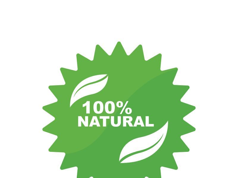 100% Natural and organic product badge vector green icon