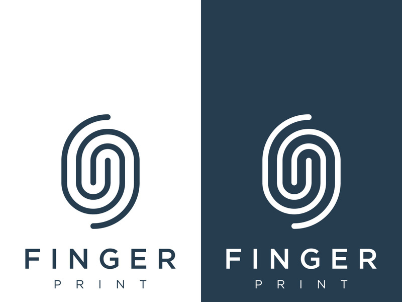 Modern human fingerprint logotype. Fingerprint for identity, business card, technology, digital.