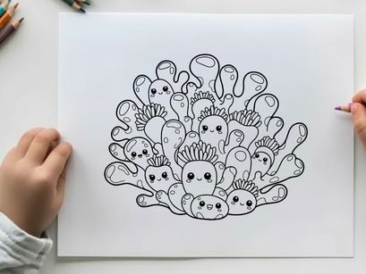 Cute cartoon bacteria microbes vector illustration flat design