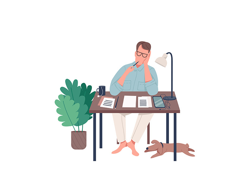 Freelance journalist flat color vector faceless character
