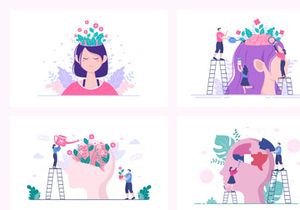 18 Mental Health Psychology Flat Illustration
