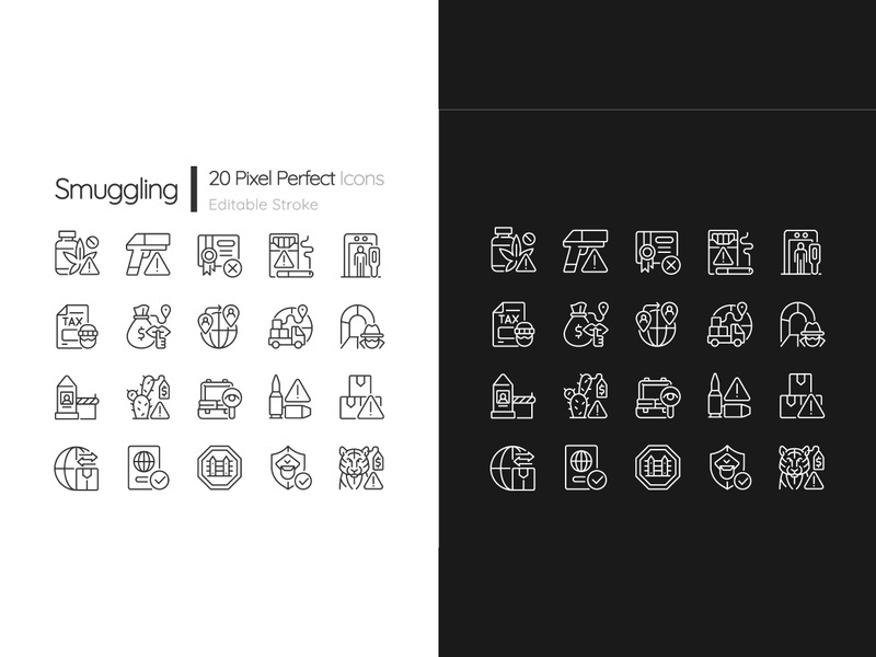 Smuggling linear icons set for dark and light mode