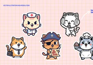 100+ Cute Cat Illustrations - Cute Cartoon Cats for Stickers & Designs