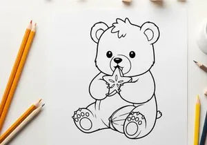Cute teddy bear with star vector illustration flat design